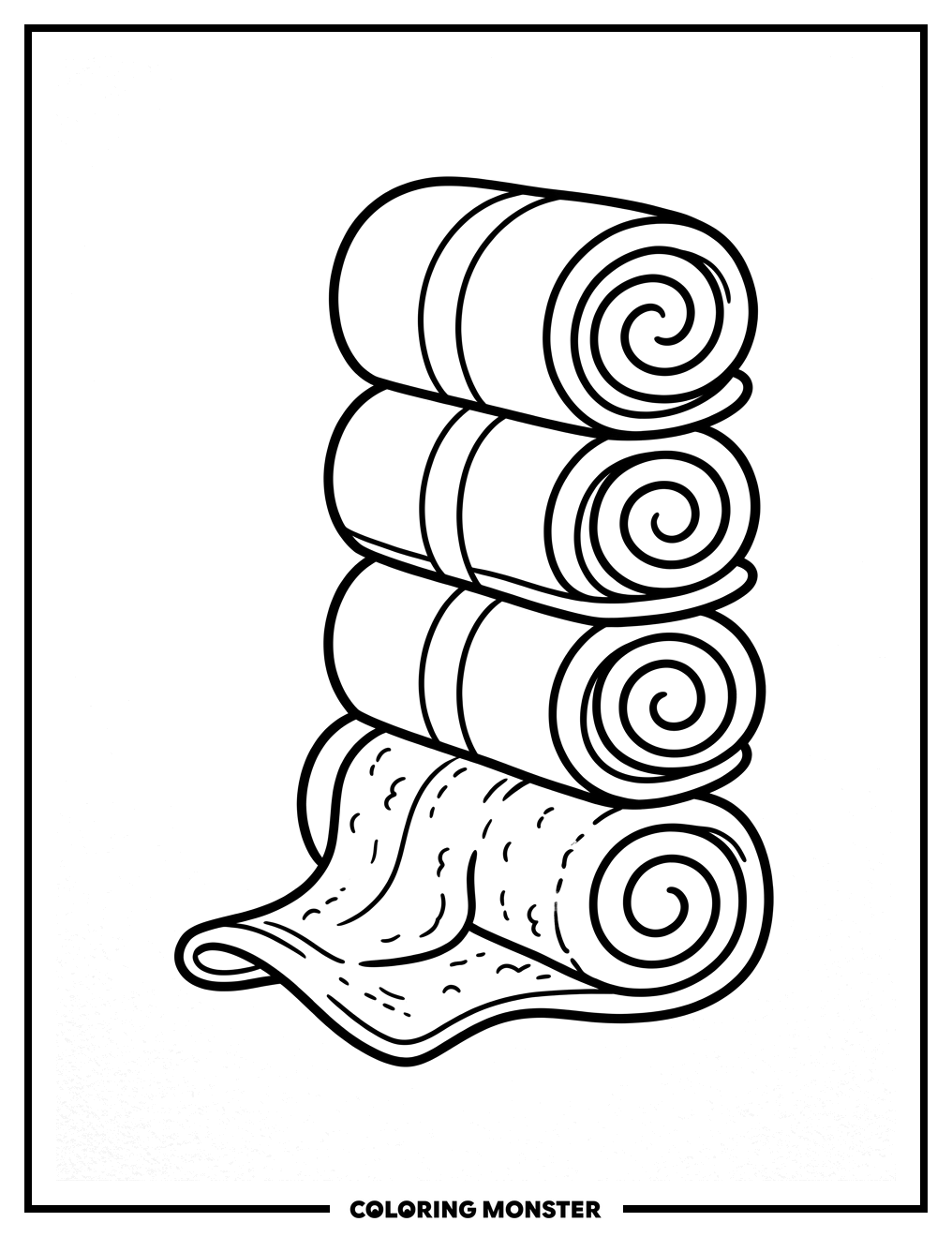 Rolled Bath Towels Coloring Page