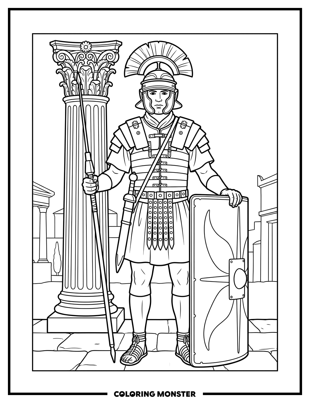 Roman Legionary Soldier Coloring Page