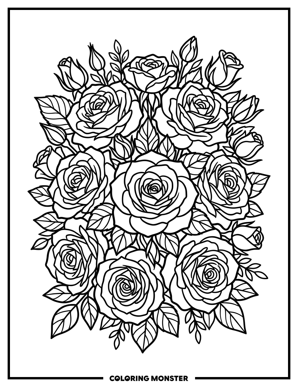 Rose Bouquet Coloring Page