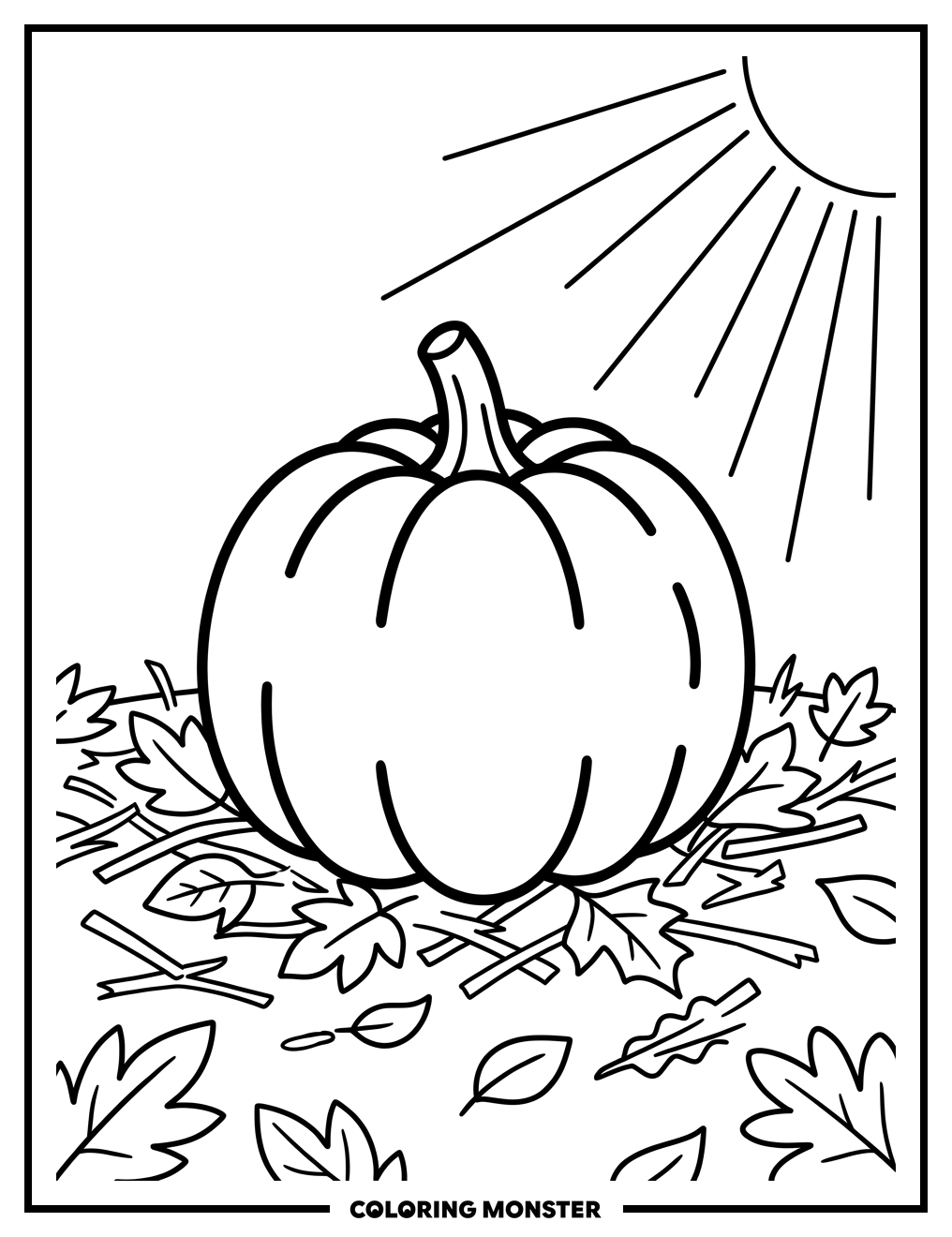 Round Gourd in Autumn Field Coloring Page