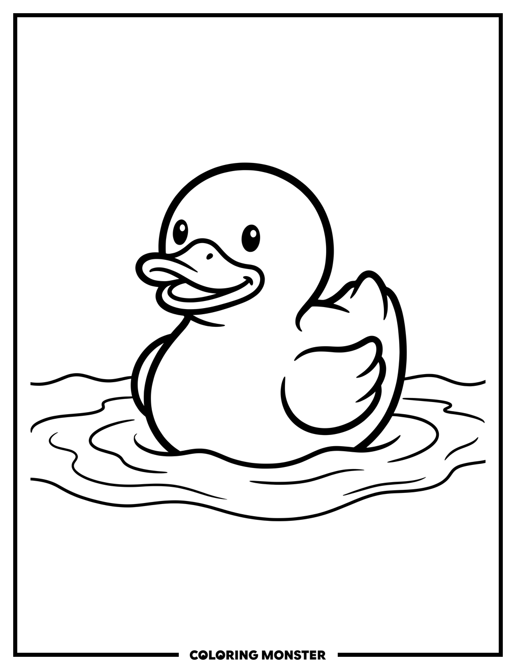 Rubber Duck on Water Coloring Page