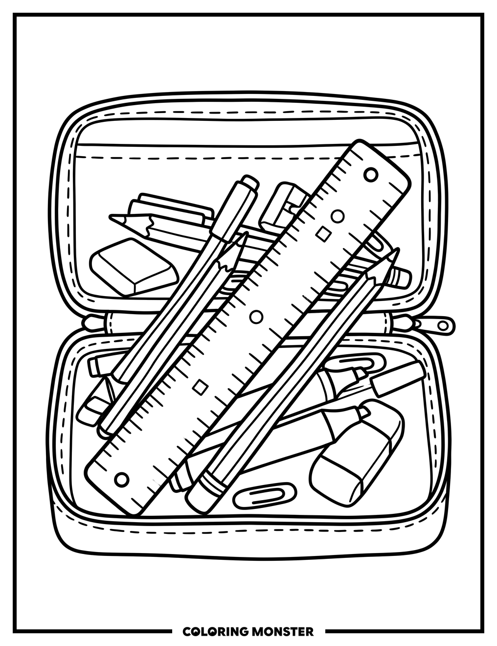 Ruler in Pencil Case Coloring Page