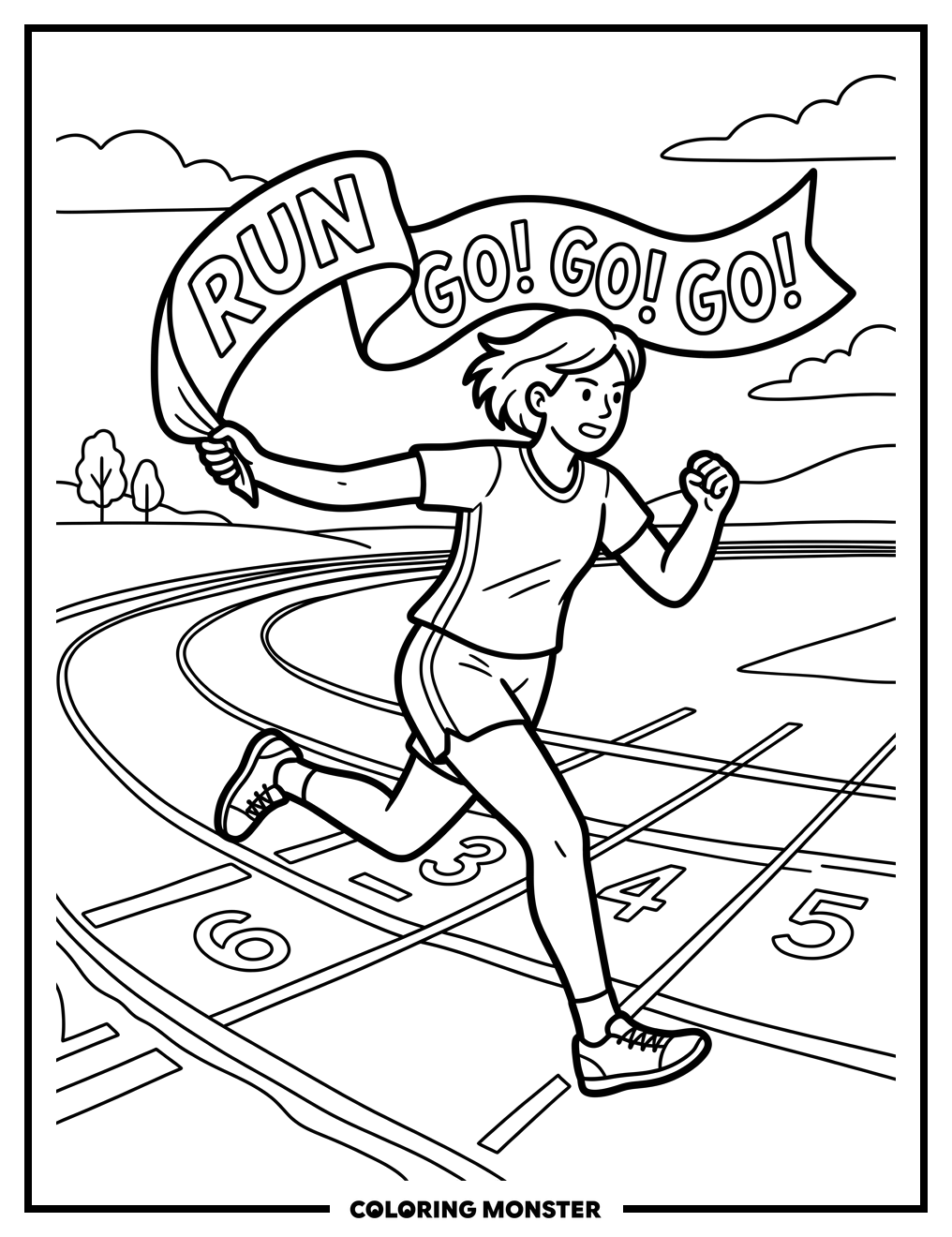 Runner With Banner Coloring Page