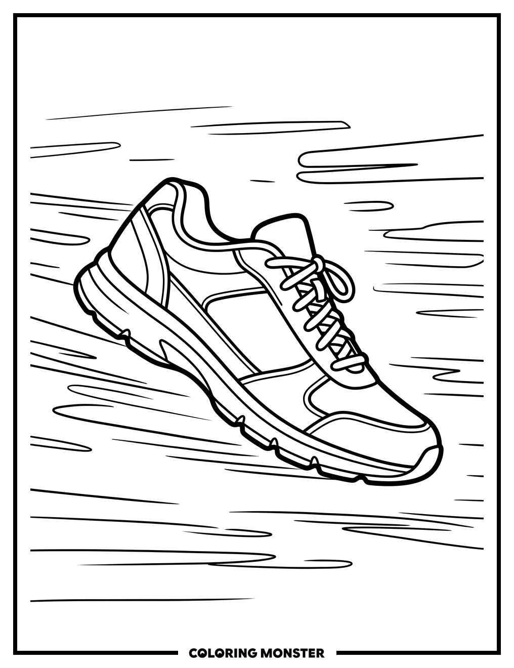 Running Shoe in Motion Coloring Page
