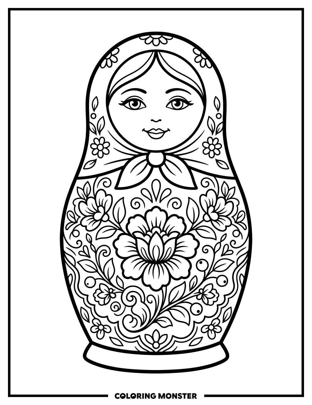 Russian Nesting Doll Coloring Page