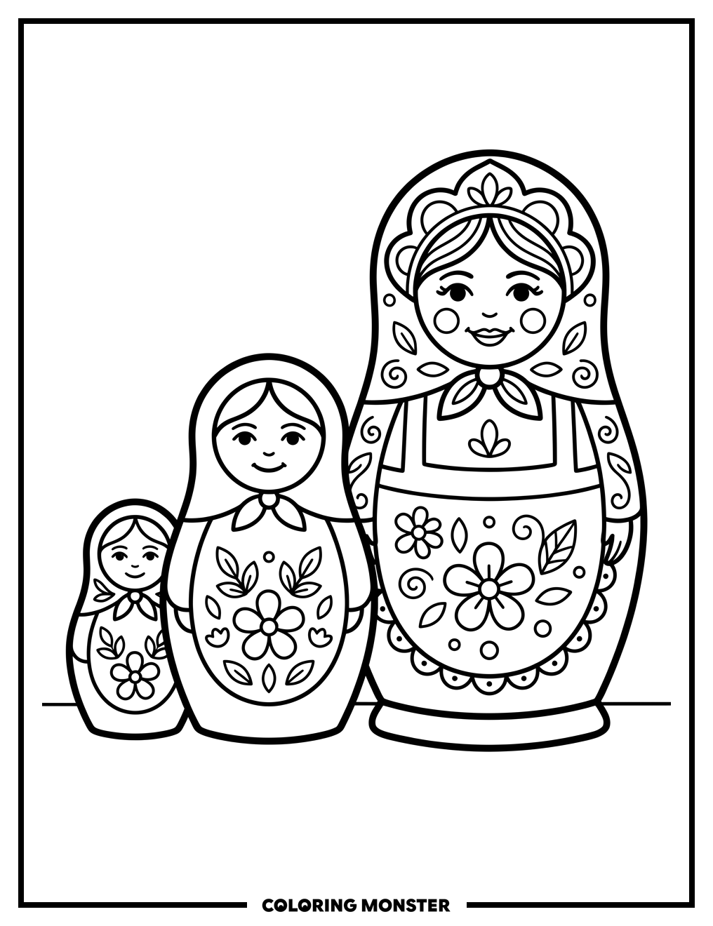 Russian Nesting Dolls Coloring Page