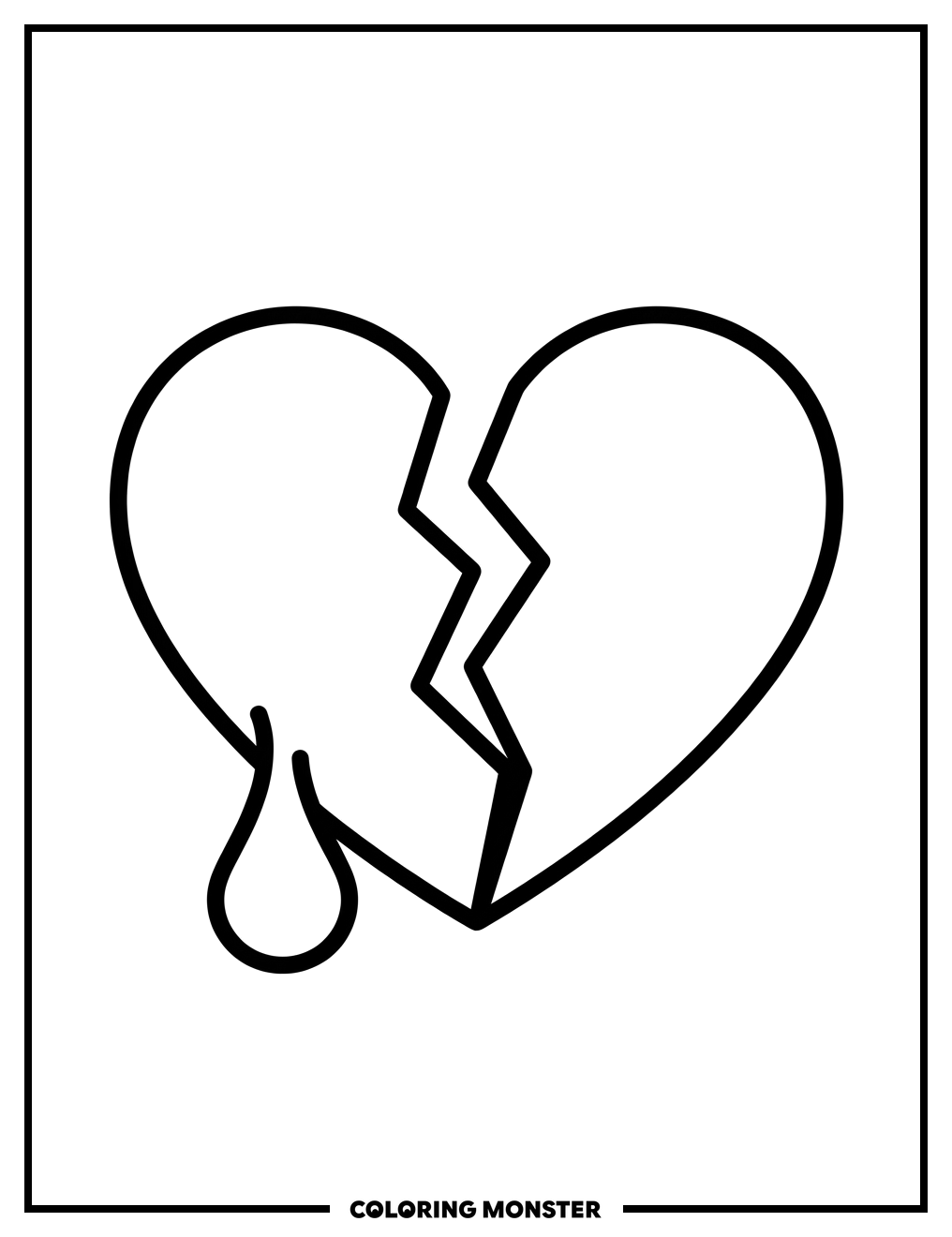 Sad Broken Heart Coloring Page