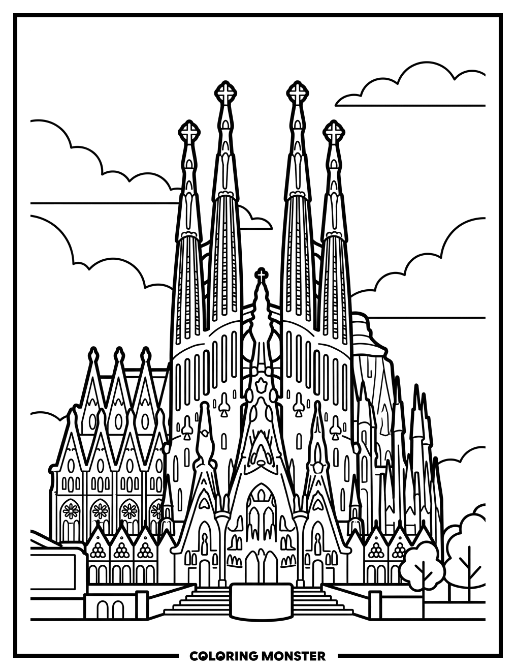 Sagrada Familia Basilica Coloring Page