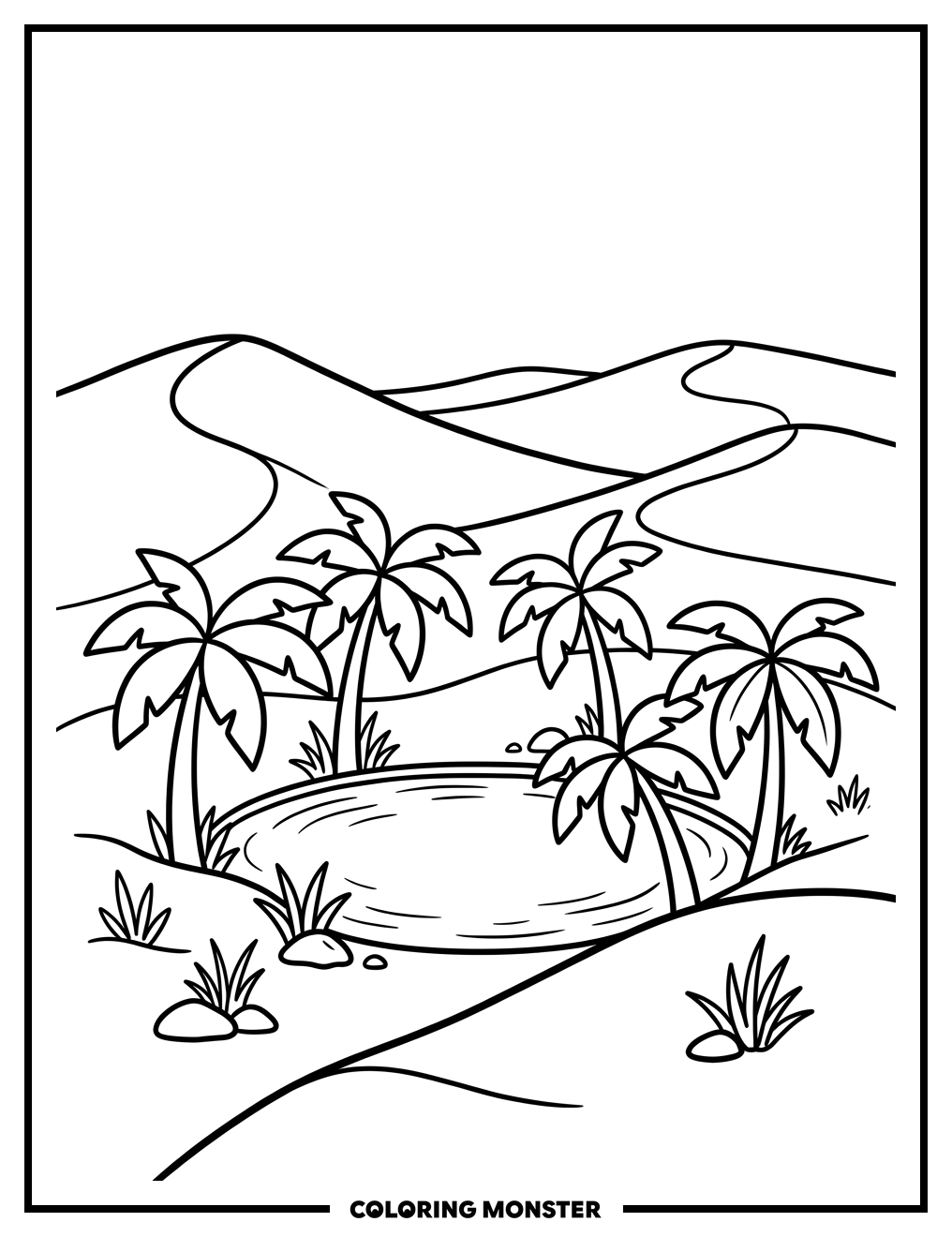 Sahara Desert Oasis Coloring Page