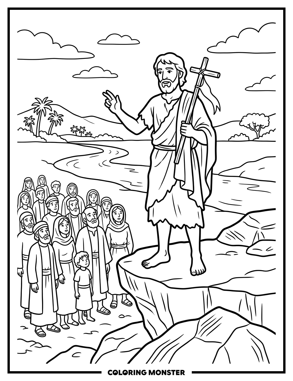 Saint John the Baptist Preaching Coloring Page