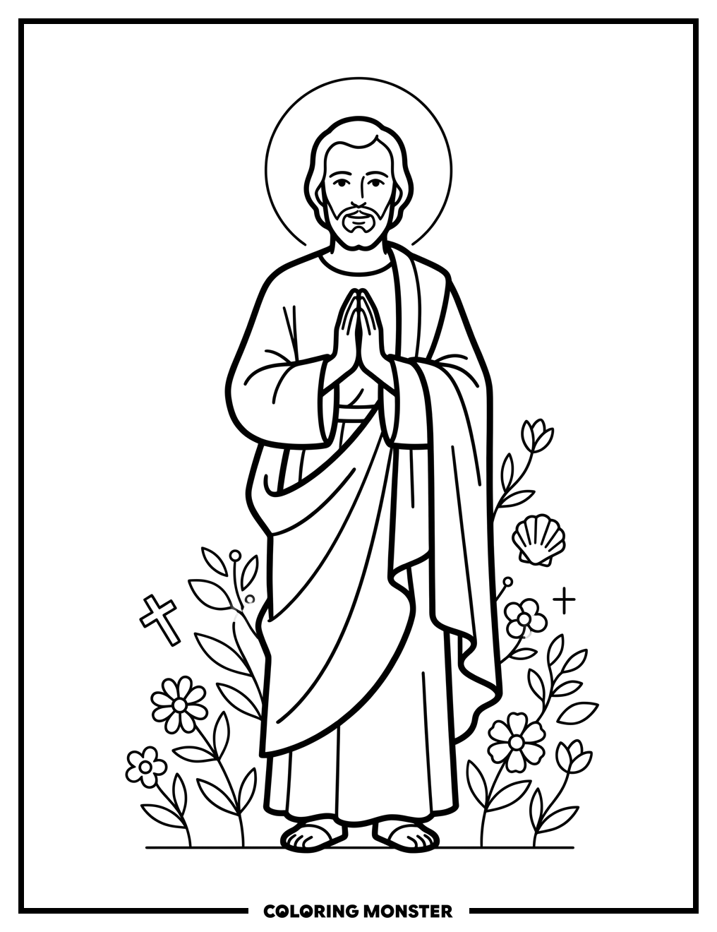 Saint Jude Praying Coloring Page