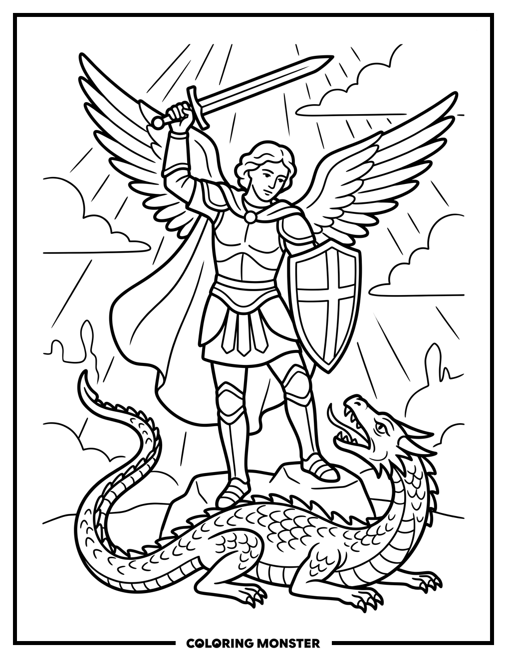 Saint Michael and the Dragon Coloring Page