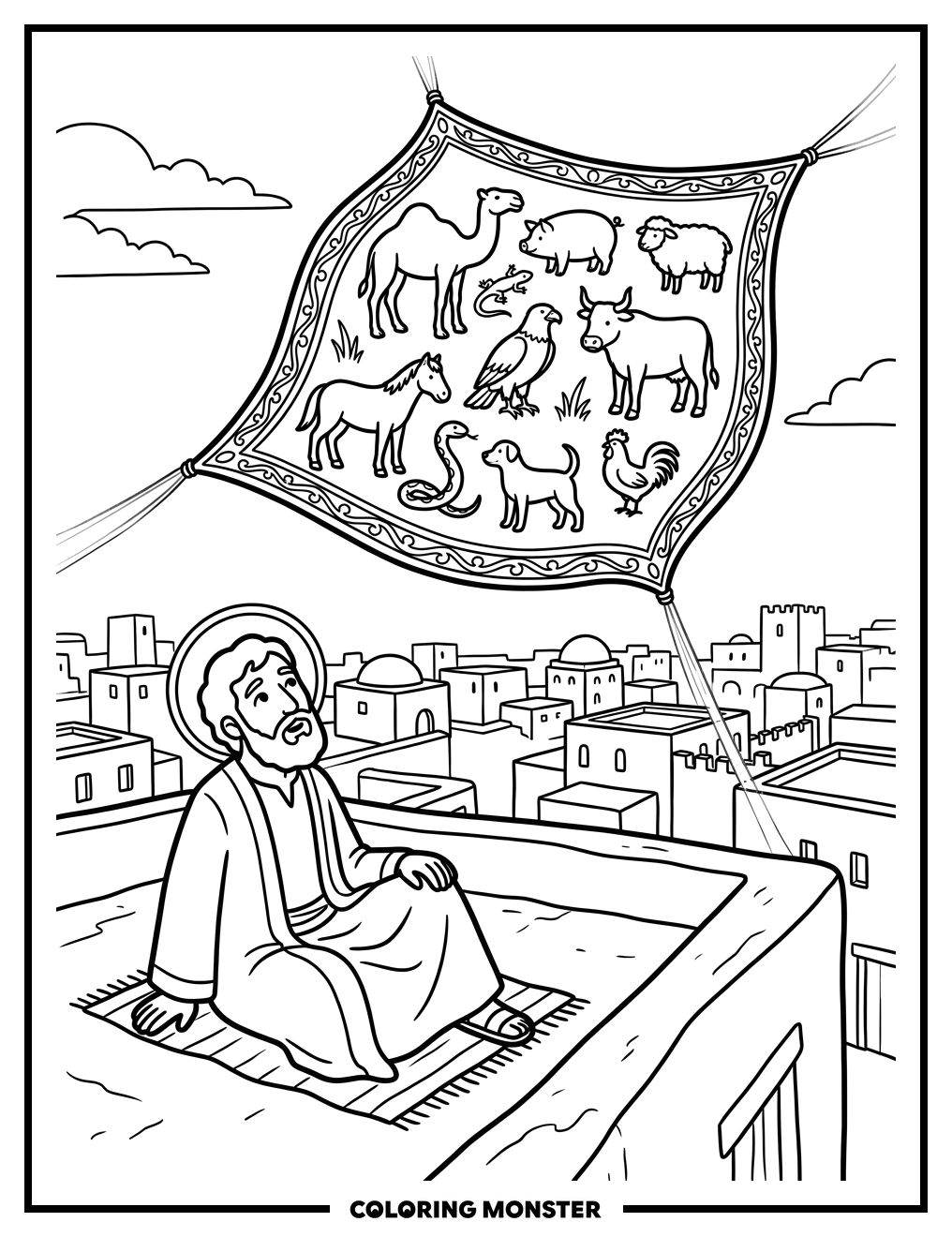 Saint Peter and the Vision of Animals Coloring Page