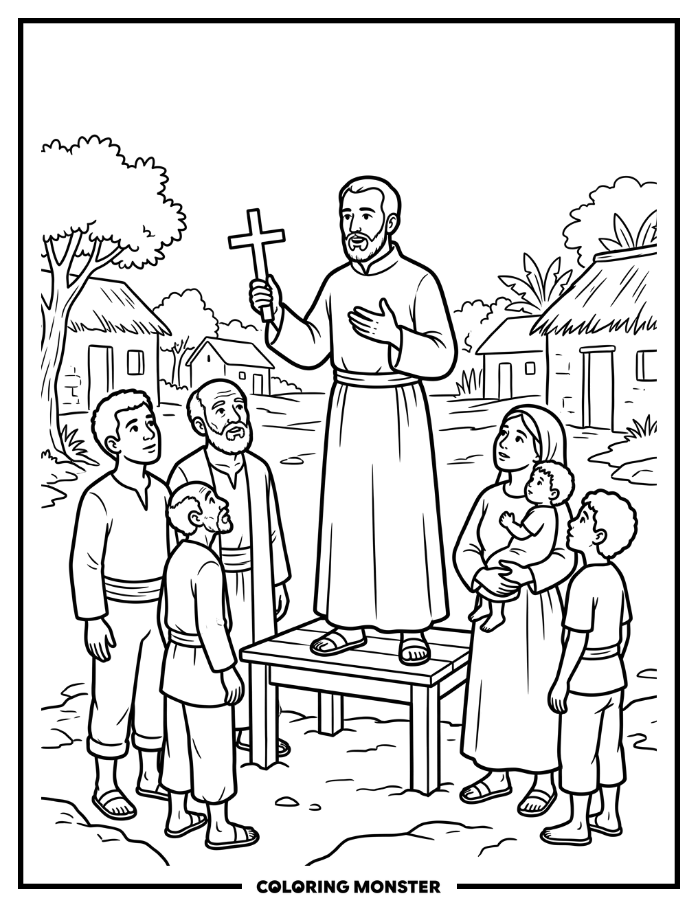 Saint Peter Claver Preaching Coloring Page