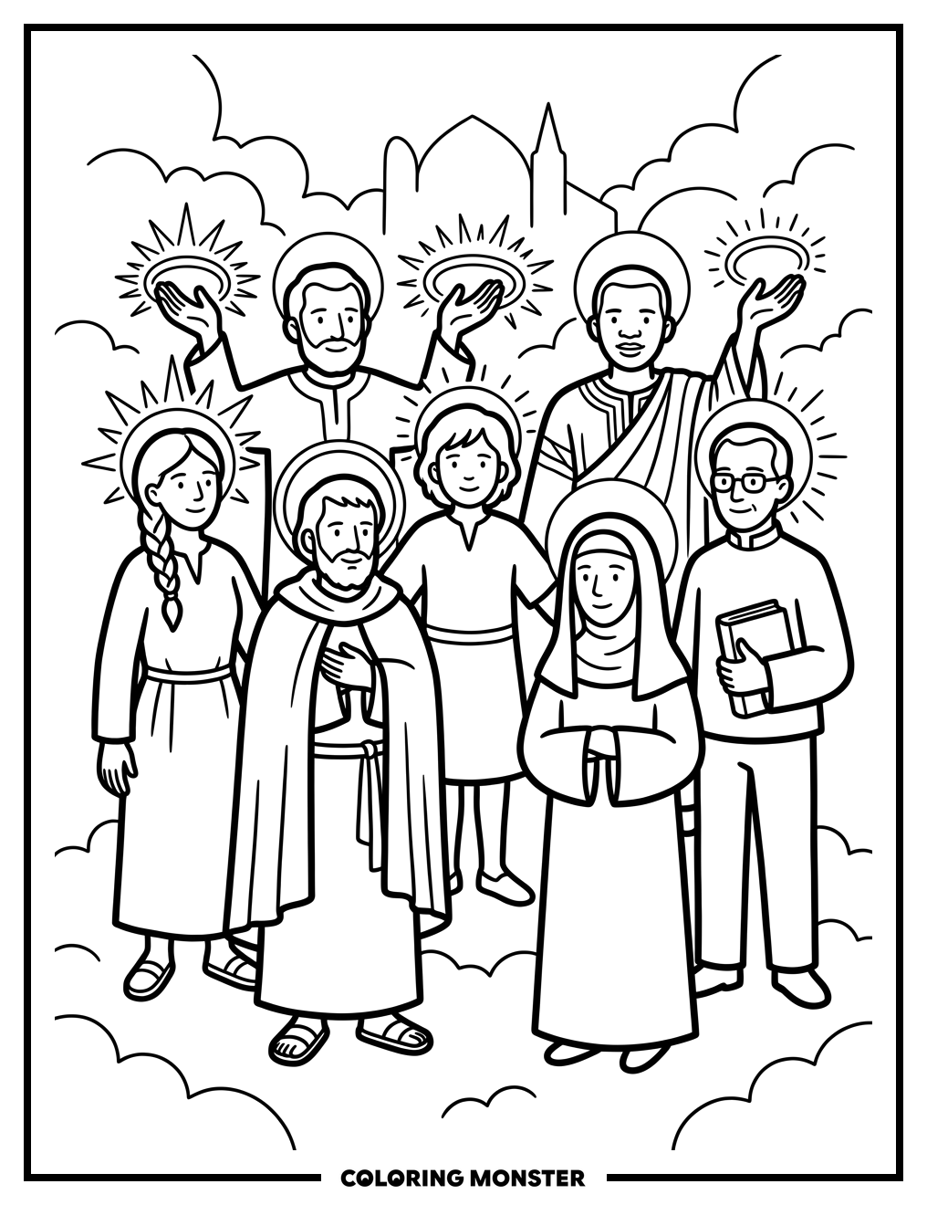 Saints Together Coloring Page