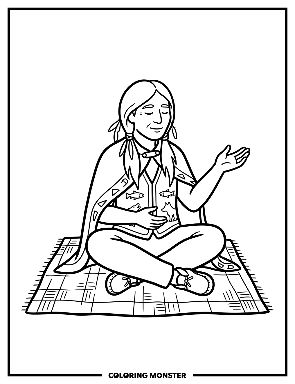 Salish Storyteller Figure Coloring Page