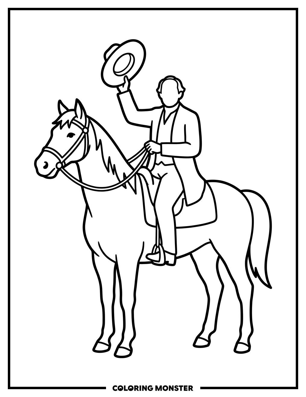 Sam Houston on Horseback Coloring Page