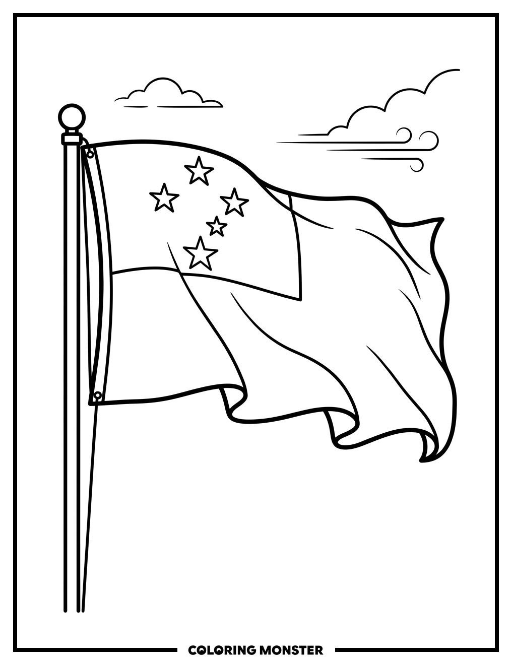 Samoan Flag Waving Coloring Page