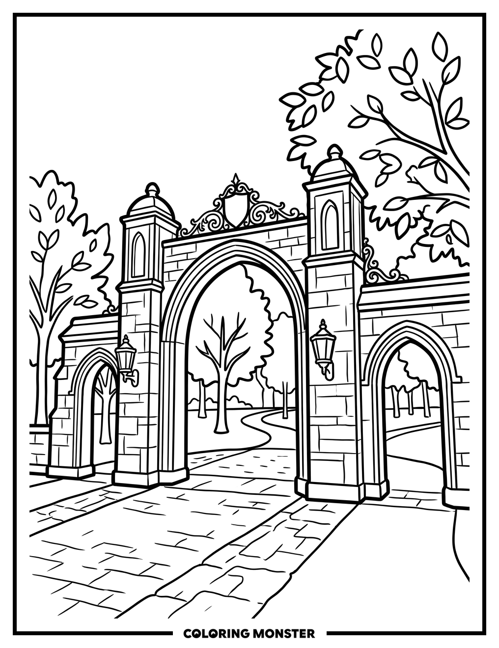 Sample Gates of Indiana University Coloring Page