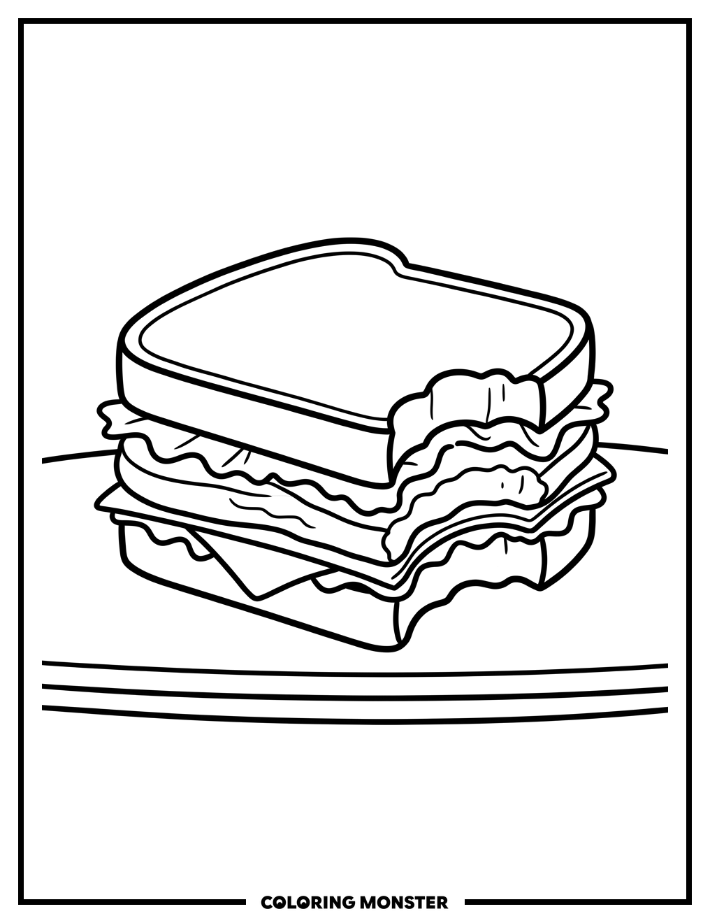 Sandwich With A Bite Taken Coloring Page