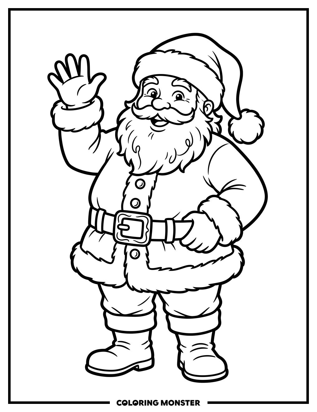 Santa Claus Waving Cheerfully Coloring Page