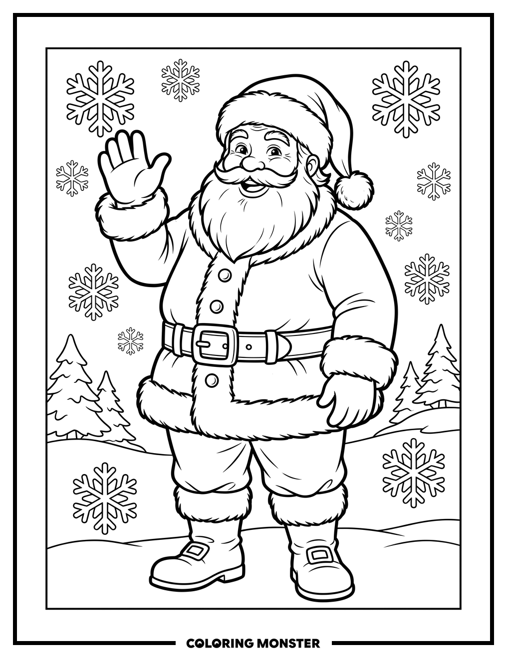 Santa Claus Waving Hello Coloring Page