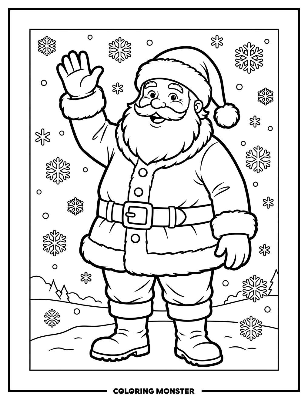 Santa Claus Waving Hello Coloring Page