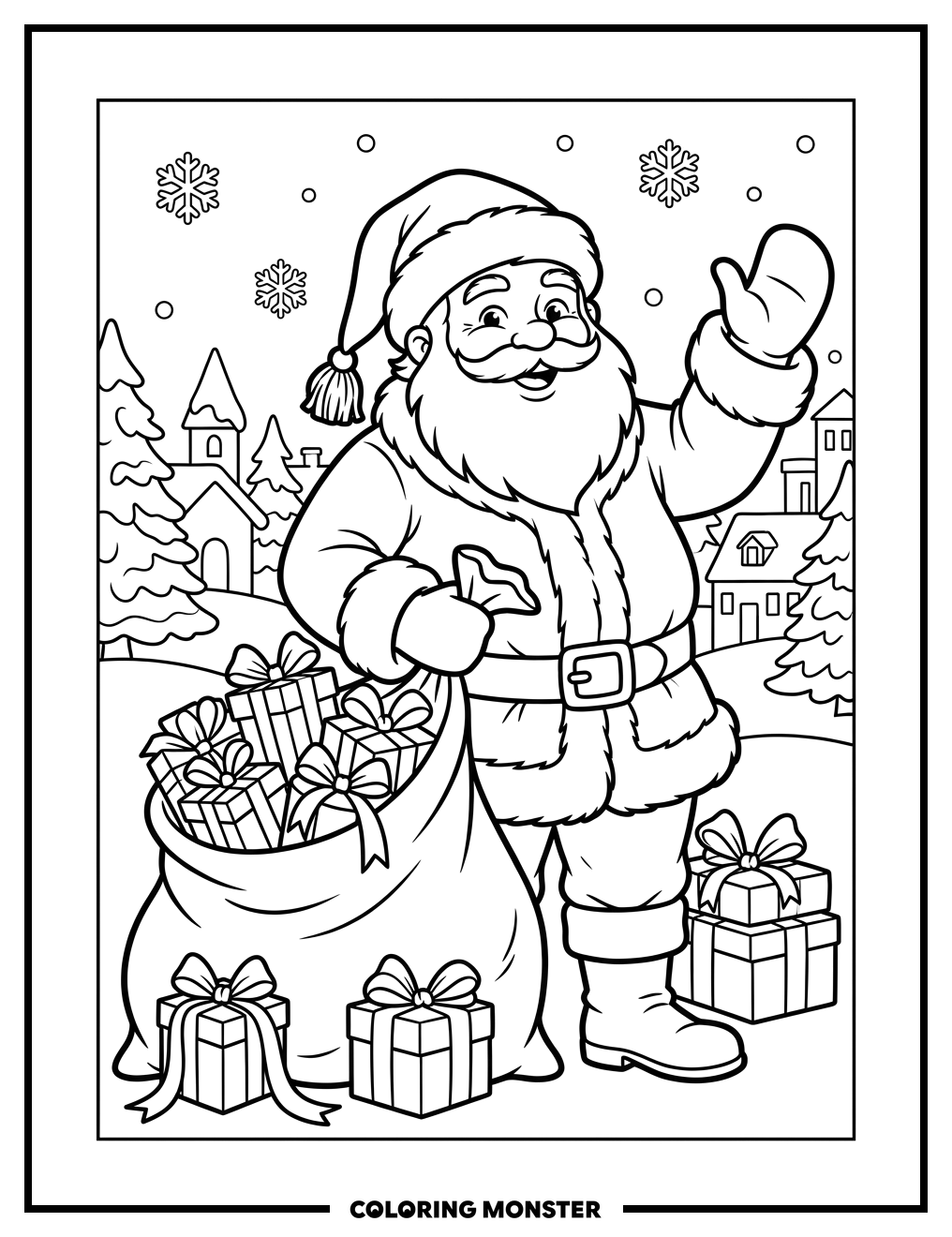 Santa Claus with Gift Sack Coloring Page