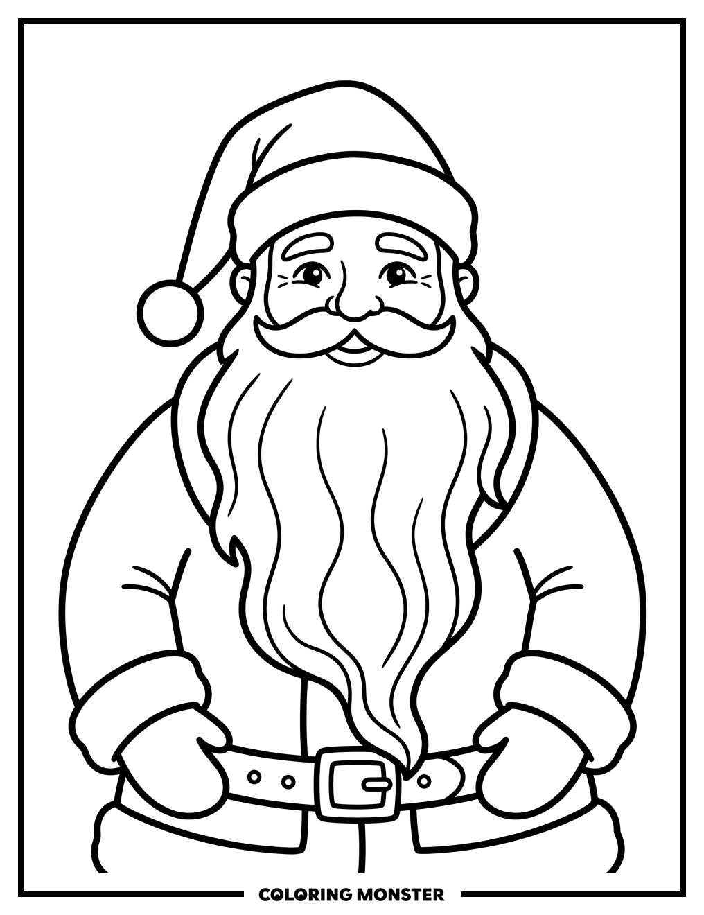 Santa Claus with Long White Beard Coloring Page
