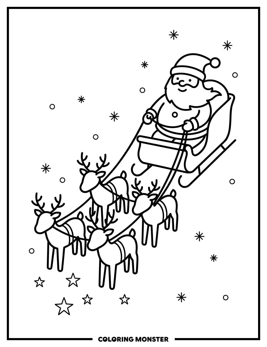 Santa's Sleigh Ride Coloring Page