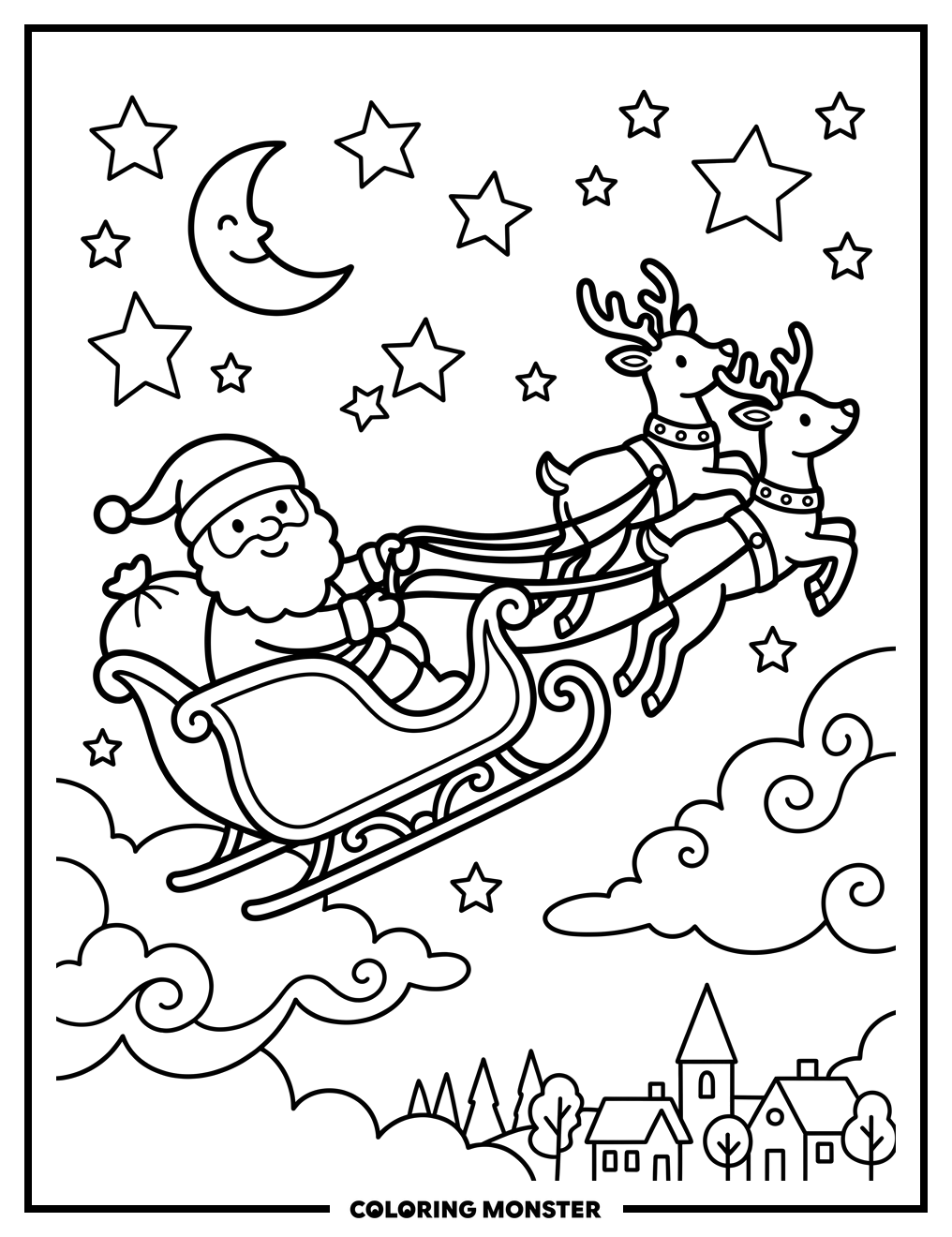 Santa's Sleigh Ride Coloring Page