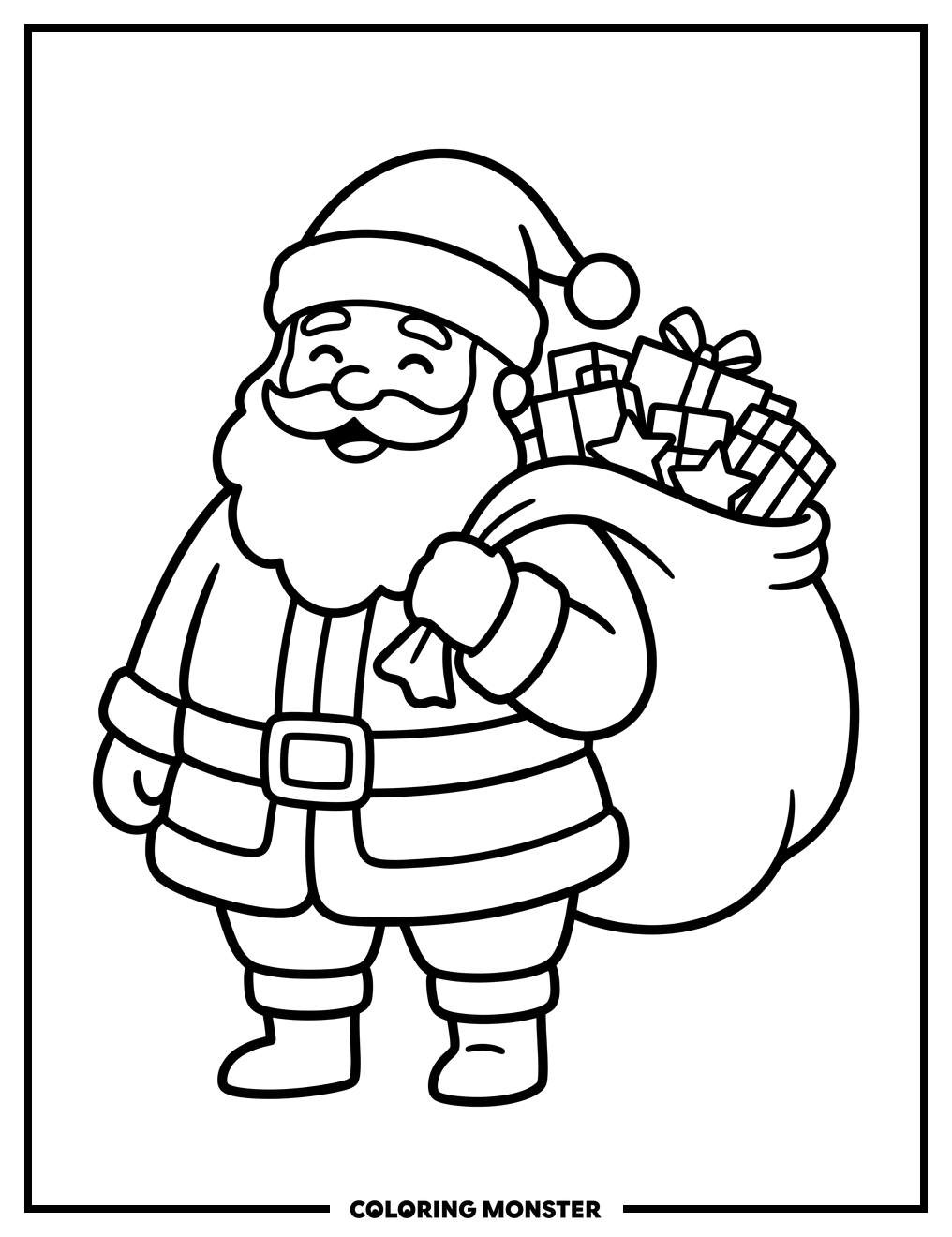 Santa With A Sack Of Presents Coloring Page