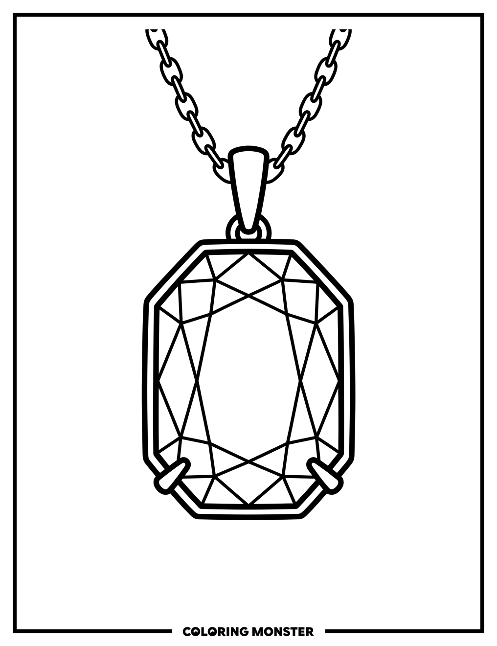 Sapphire Gemstone Pendant Coloring Page