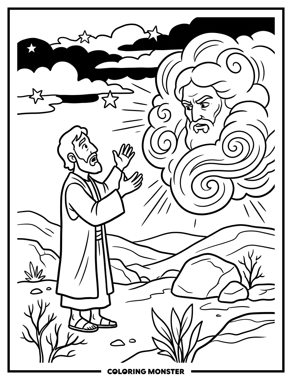 Saul Confronts God's Light Coloring Page
