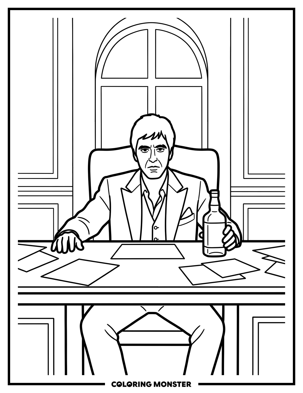 Scarface At His Desk Coloring Page