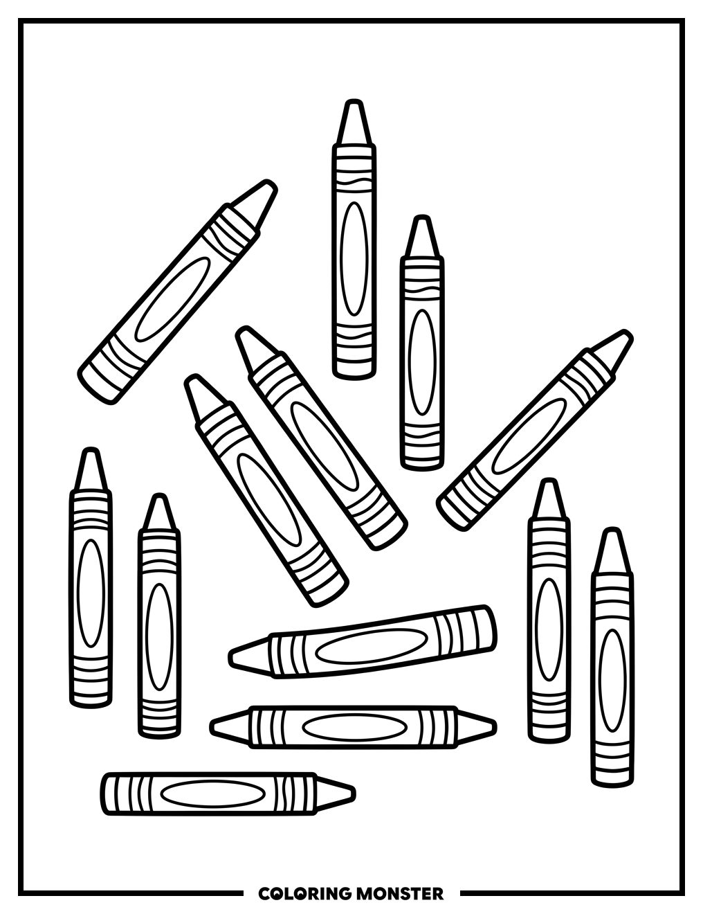 Scattered Crayons Ready to Draw Coloring Page