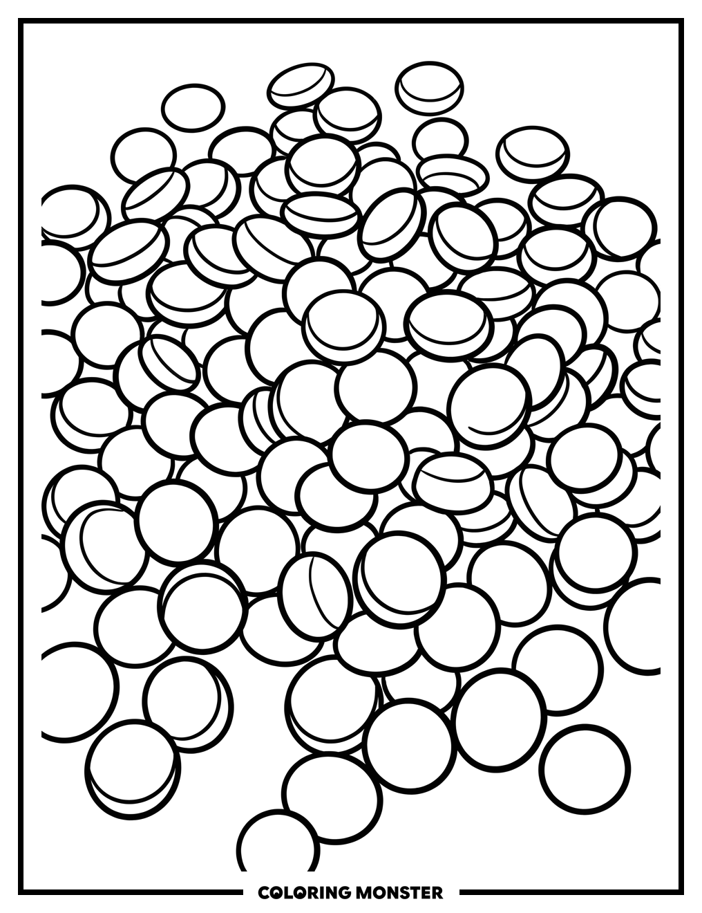 Scattered Smarties Candies Coloring Page