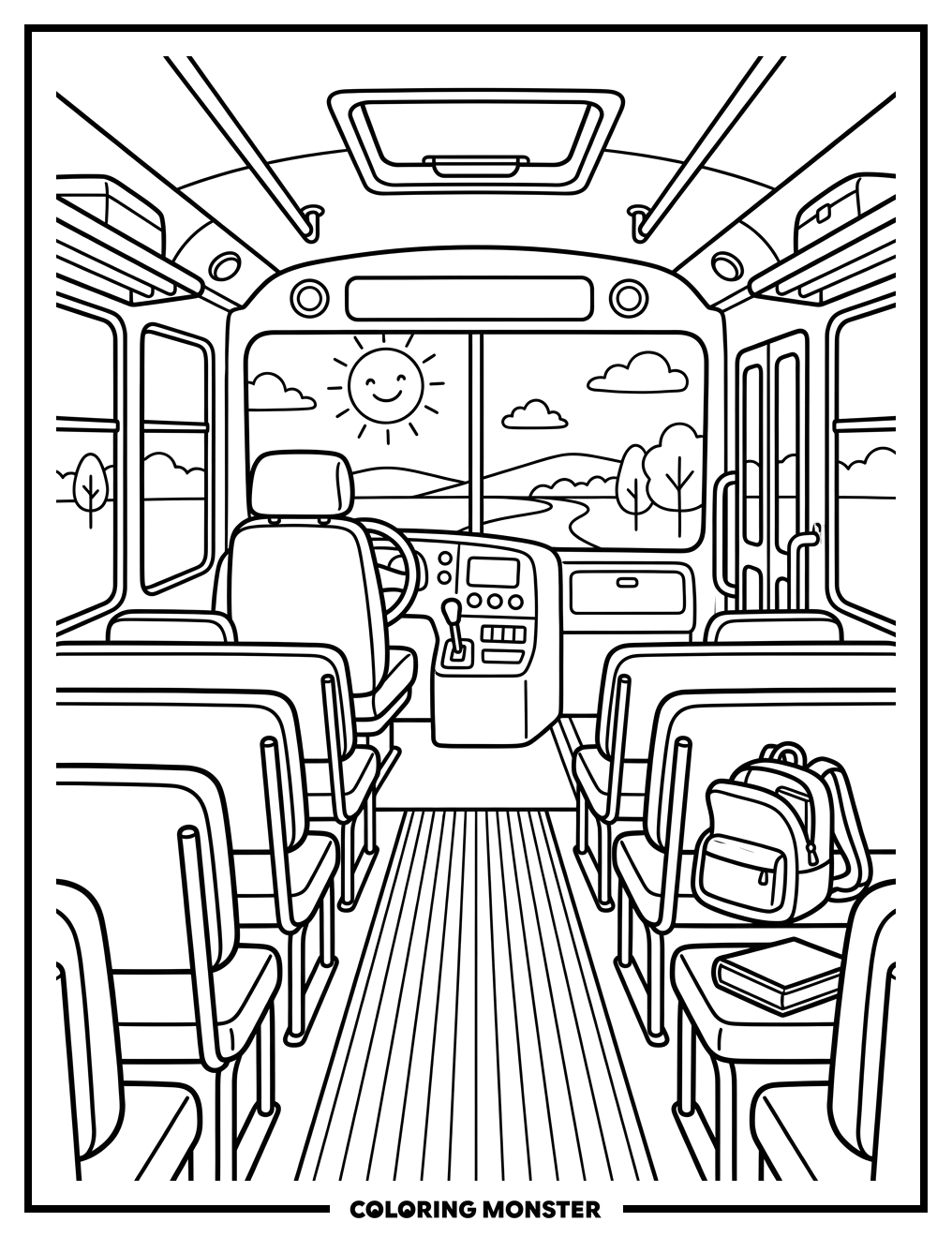 School Bus Interior Coloring Page