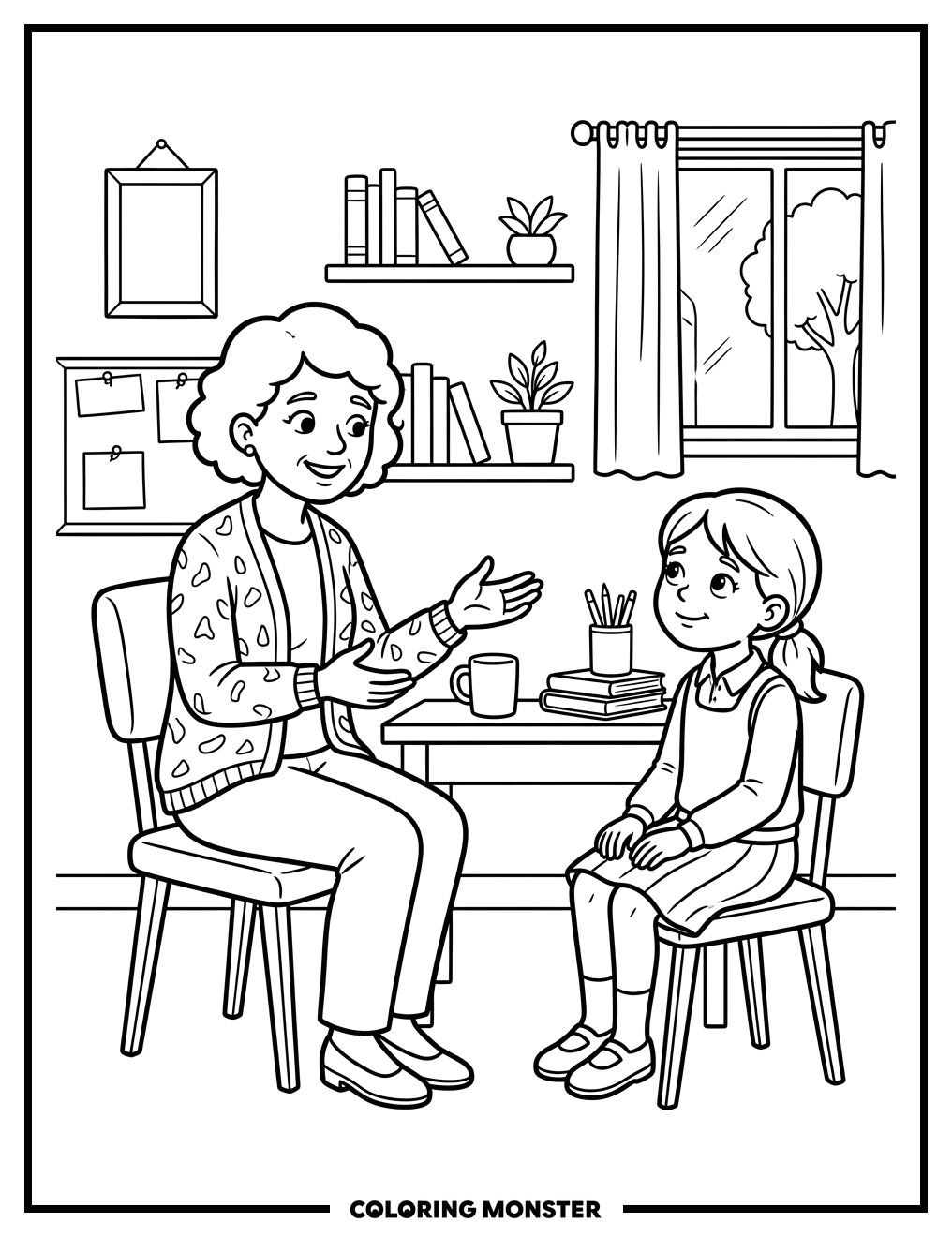School Counselor Office Visit Coloring Page