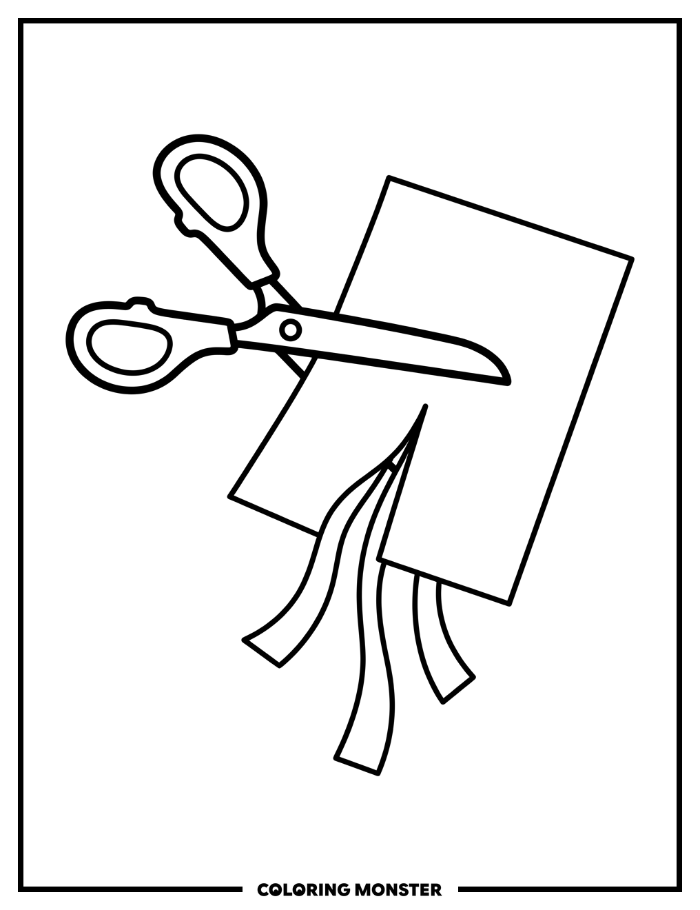 Scissors Cutting Paper Coloring Page