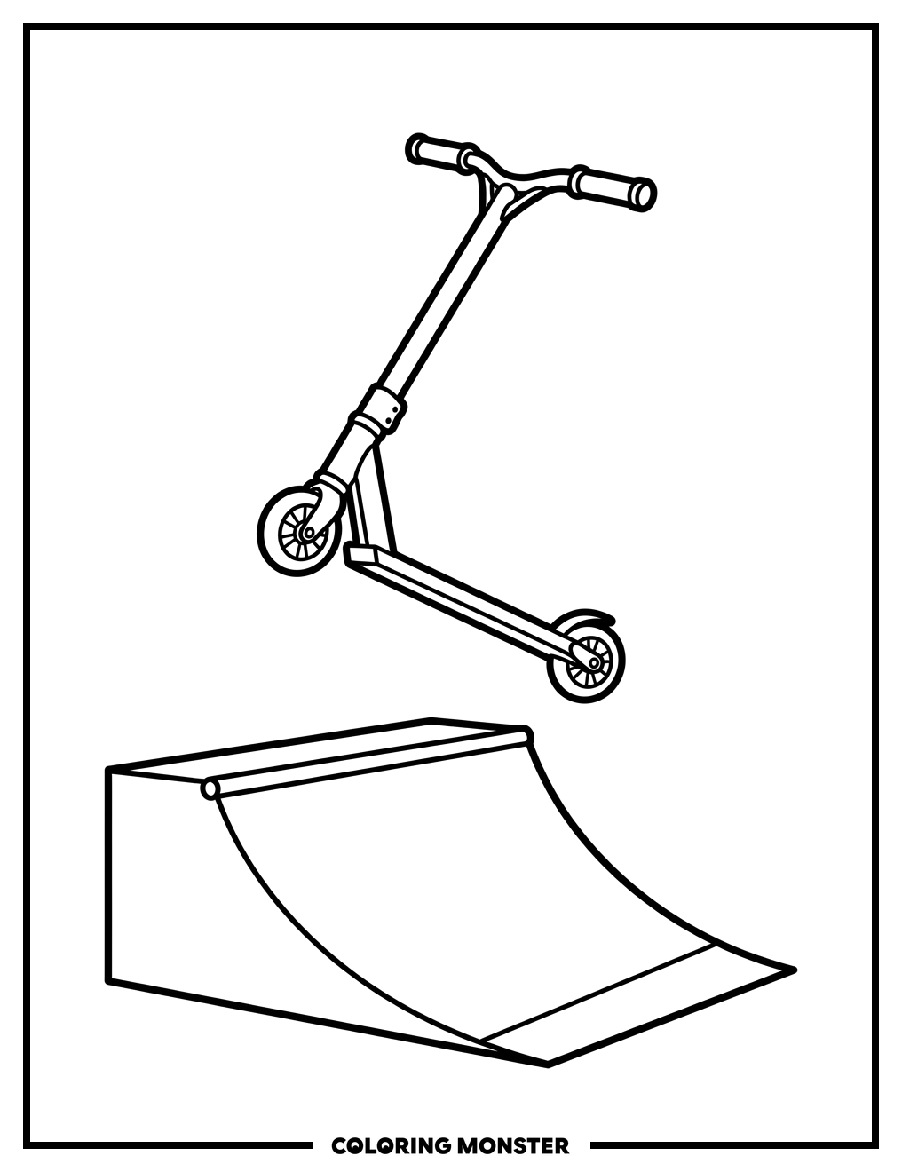 Scooter Over Ramp Coloring Page