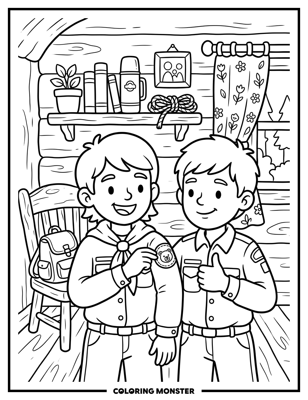 Scout Earning a New Badge Coloring Page