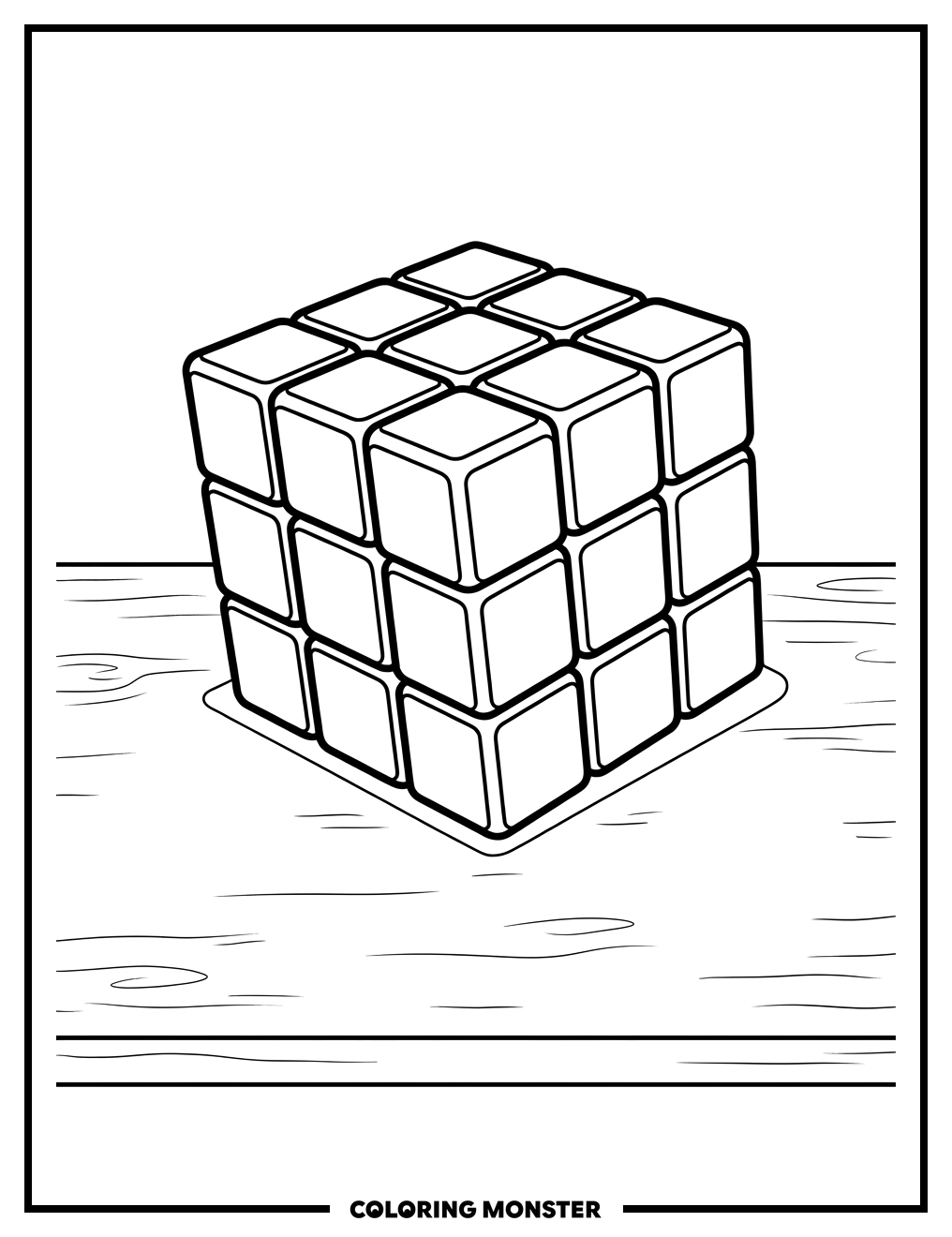 Scrambled Rubik's Cube Coloring Page