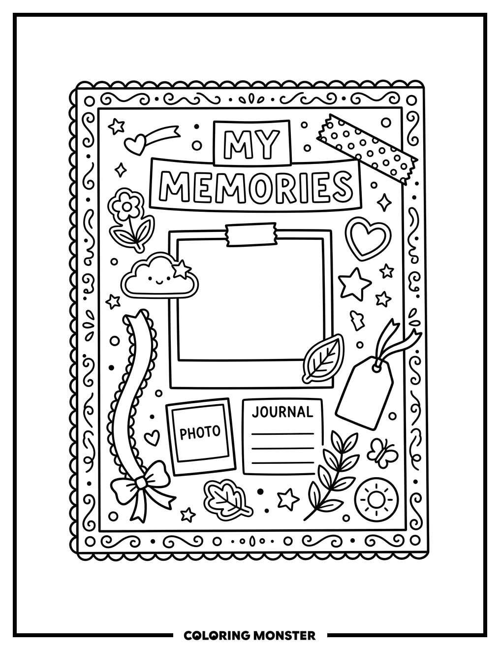 Scrapbook Page Embellishments Coloring Page