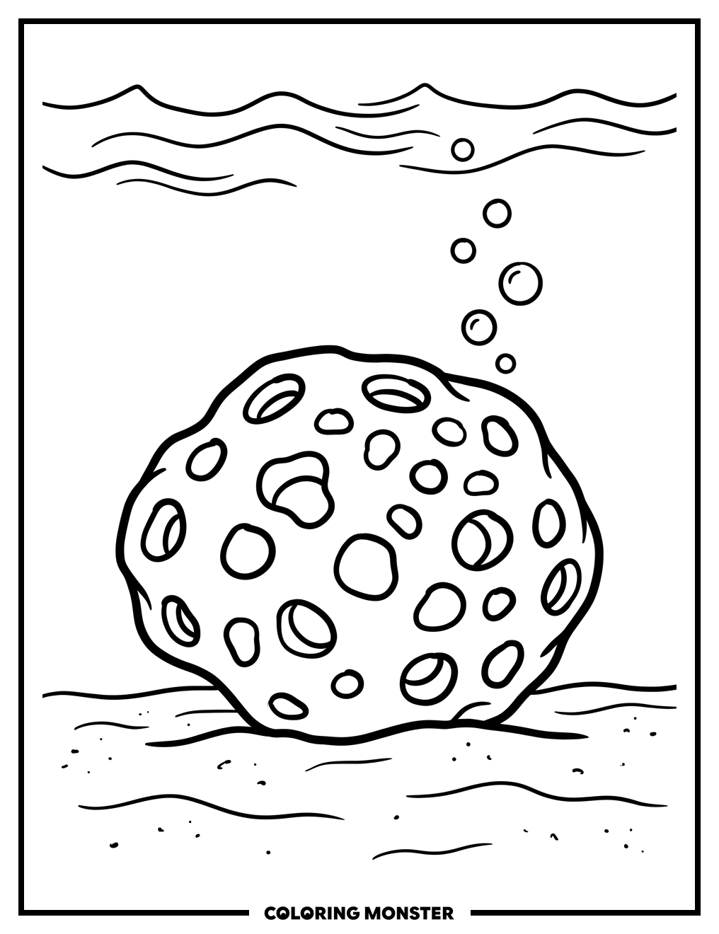 Sea Sponge on Ocean Floor Coloring Page