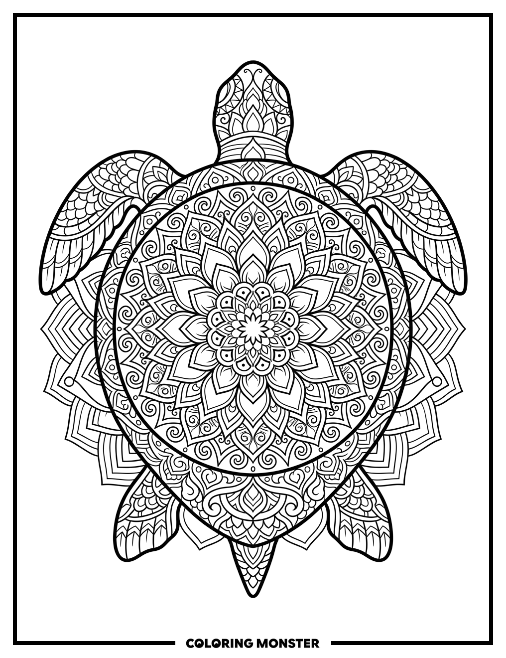 Sea Turtle Mandala Coloring Page