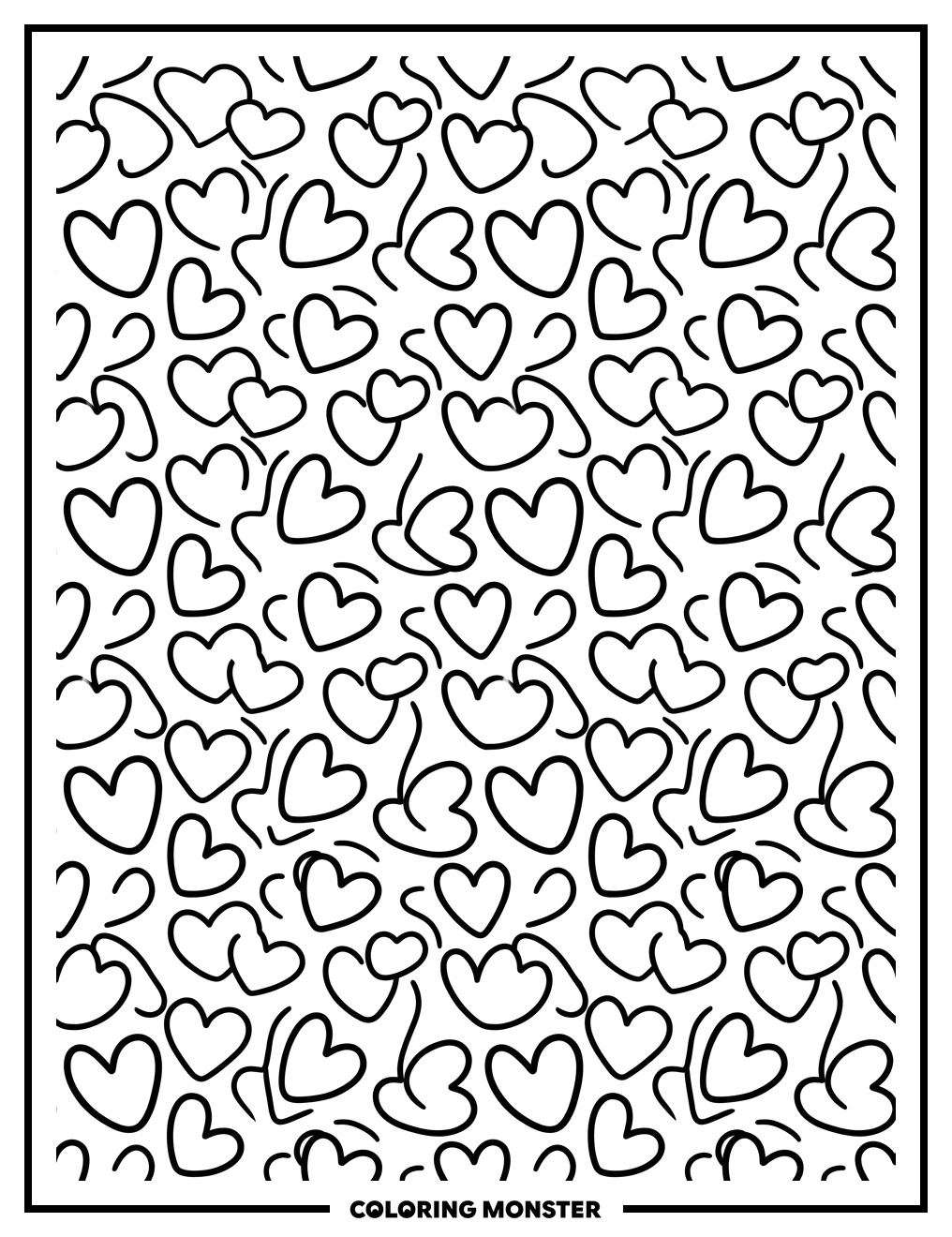 Seamless Heart Pattern Coloring Page