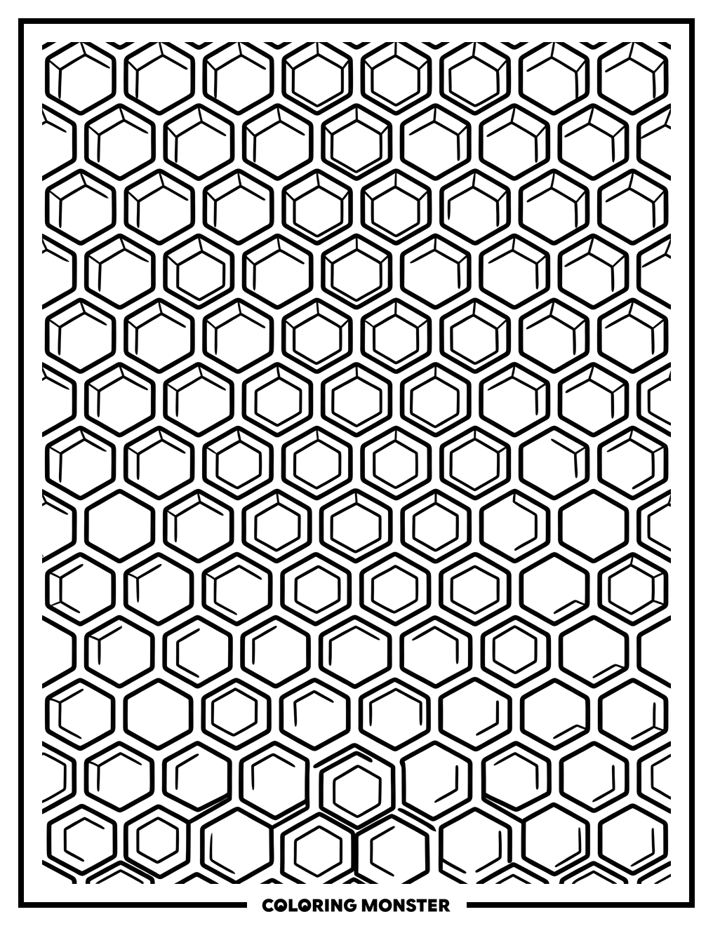 Seamless Honeycomb Pattern Coloring Page