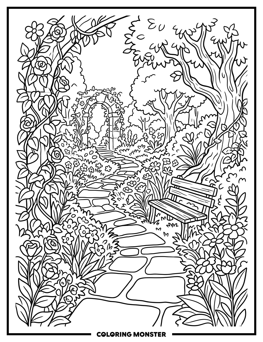 Secret Garden Path Coloring Page