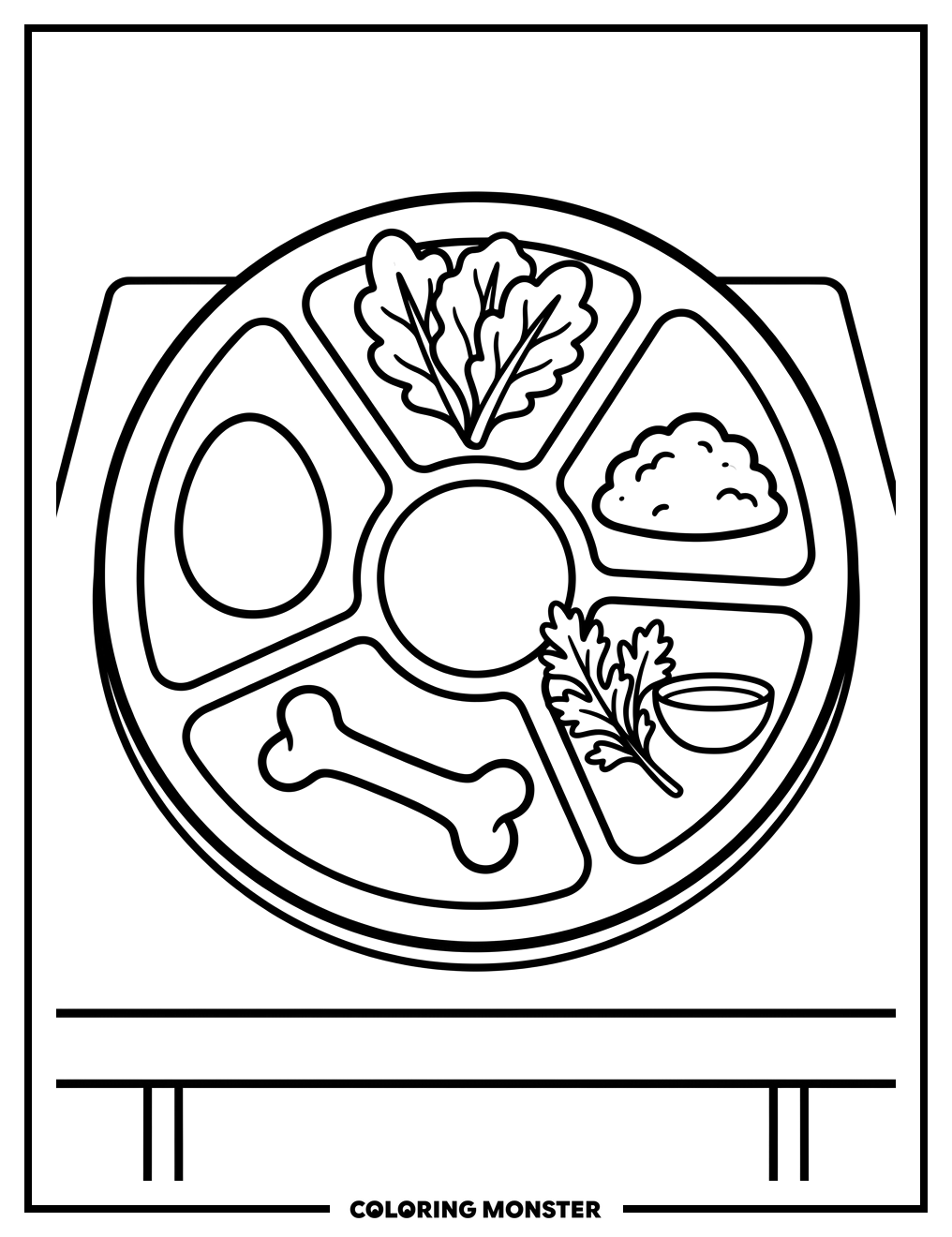 Seder Plate Symbols Coloring Page